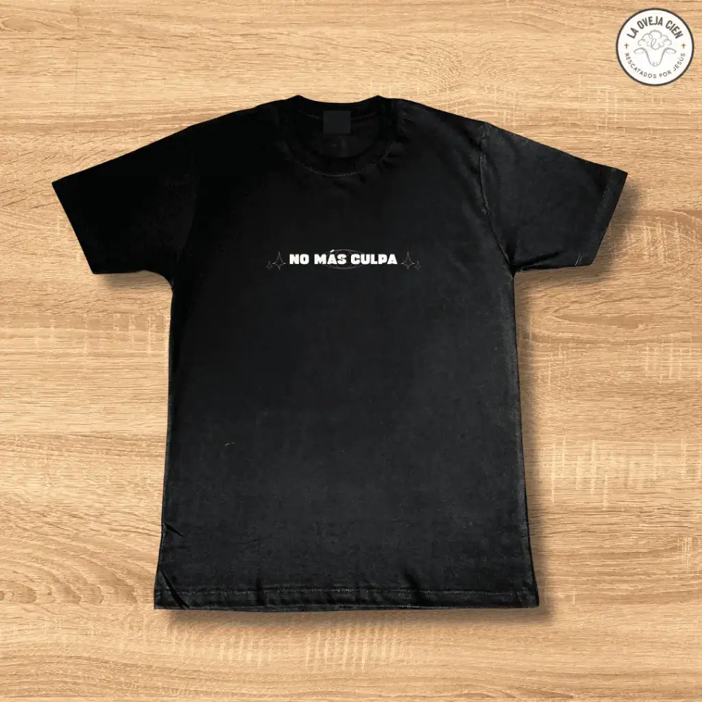 Camiseta Negra de Algodón "No más culpa"