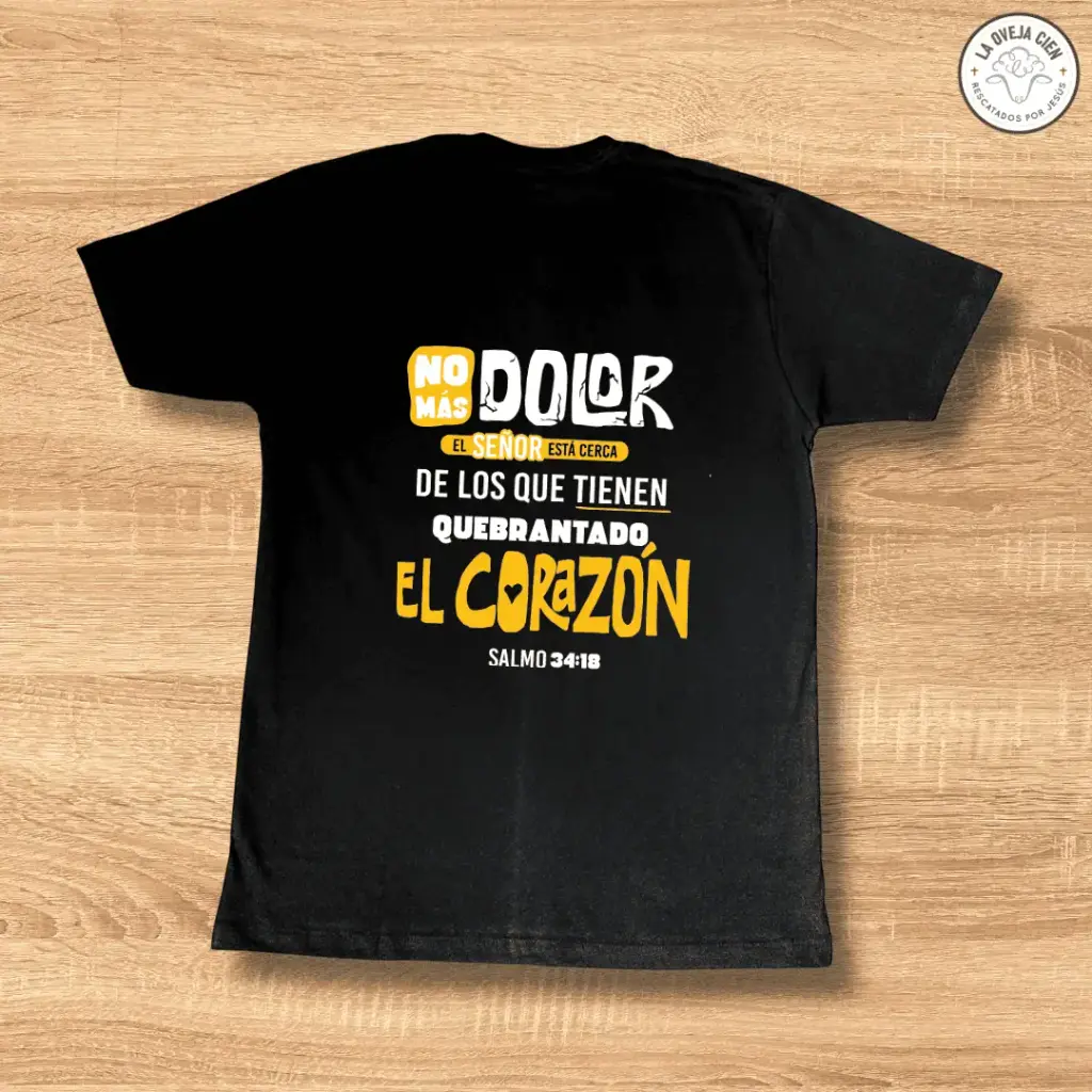 Camiseta Negra de Algodón "No más dolor"