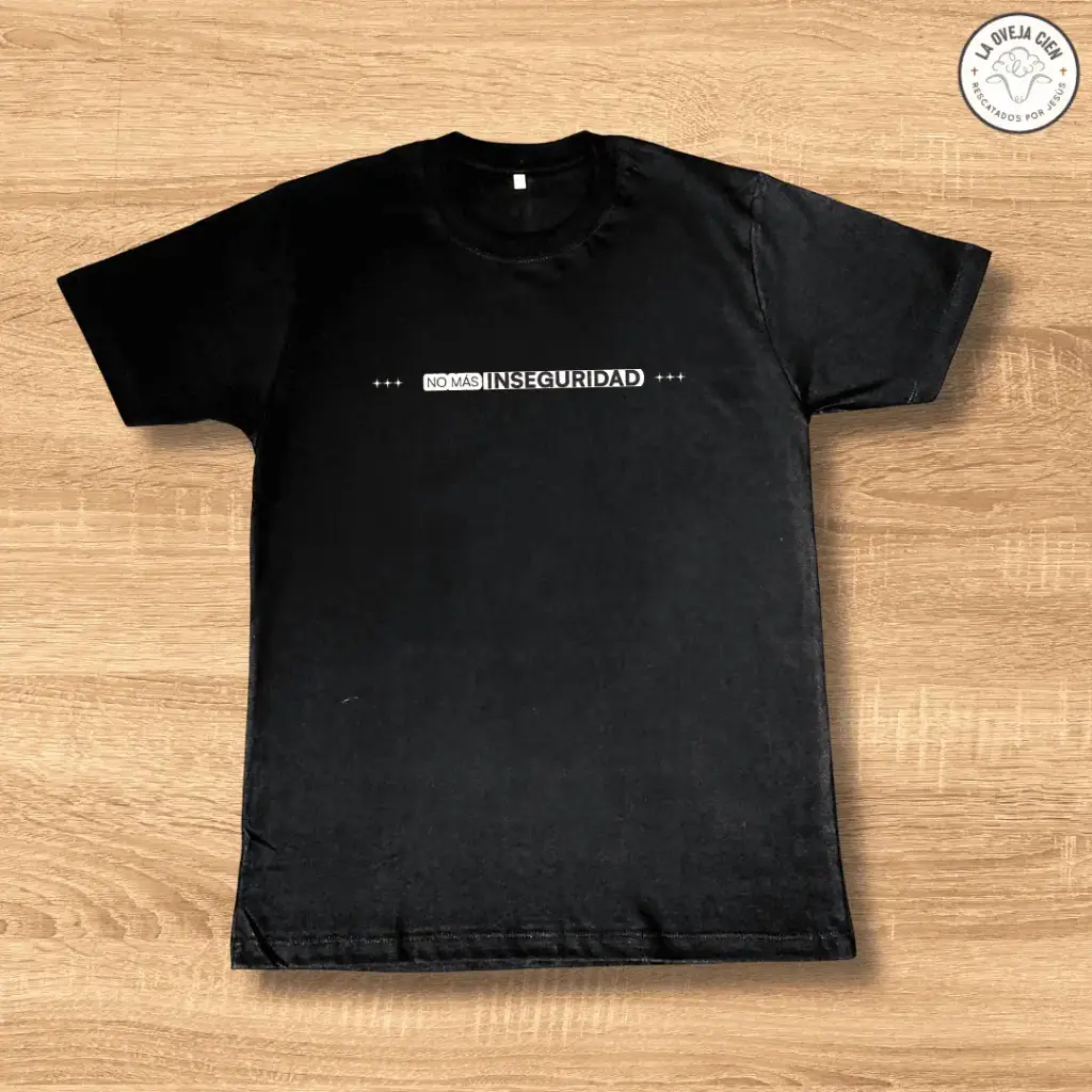 Camiseta Negra de Algodón "No más inseguridad"