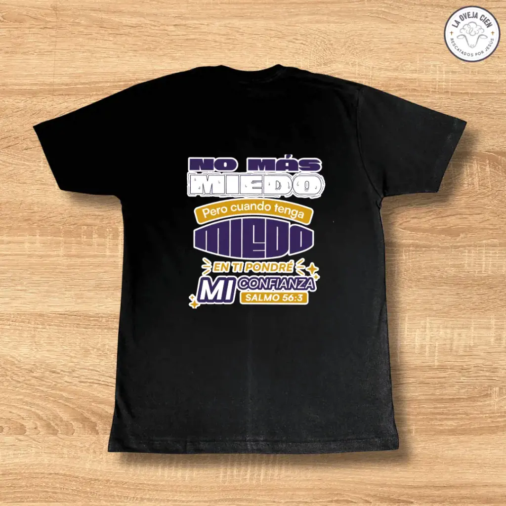 Camiseta Negra de Algodón "No más miedo"