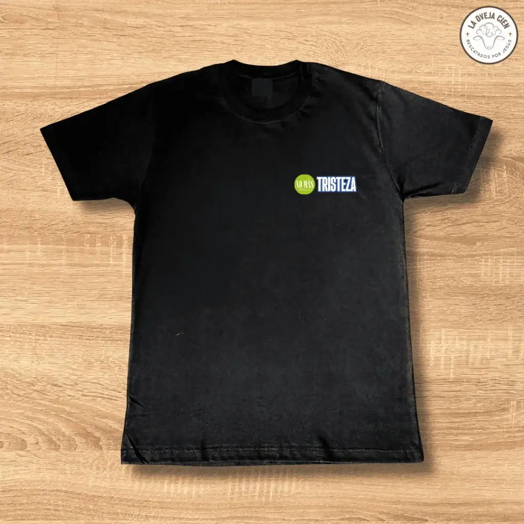 Camiseta Negra de Algodón "No más tristeza"