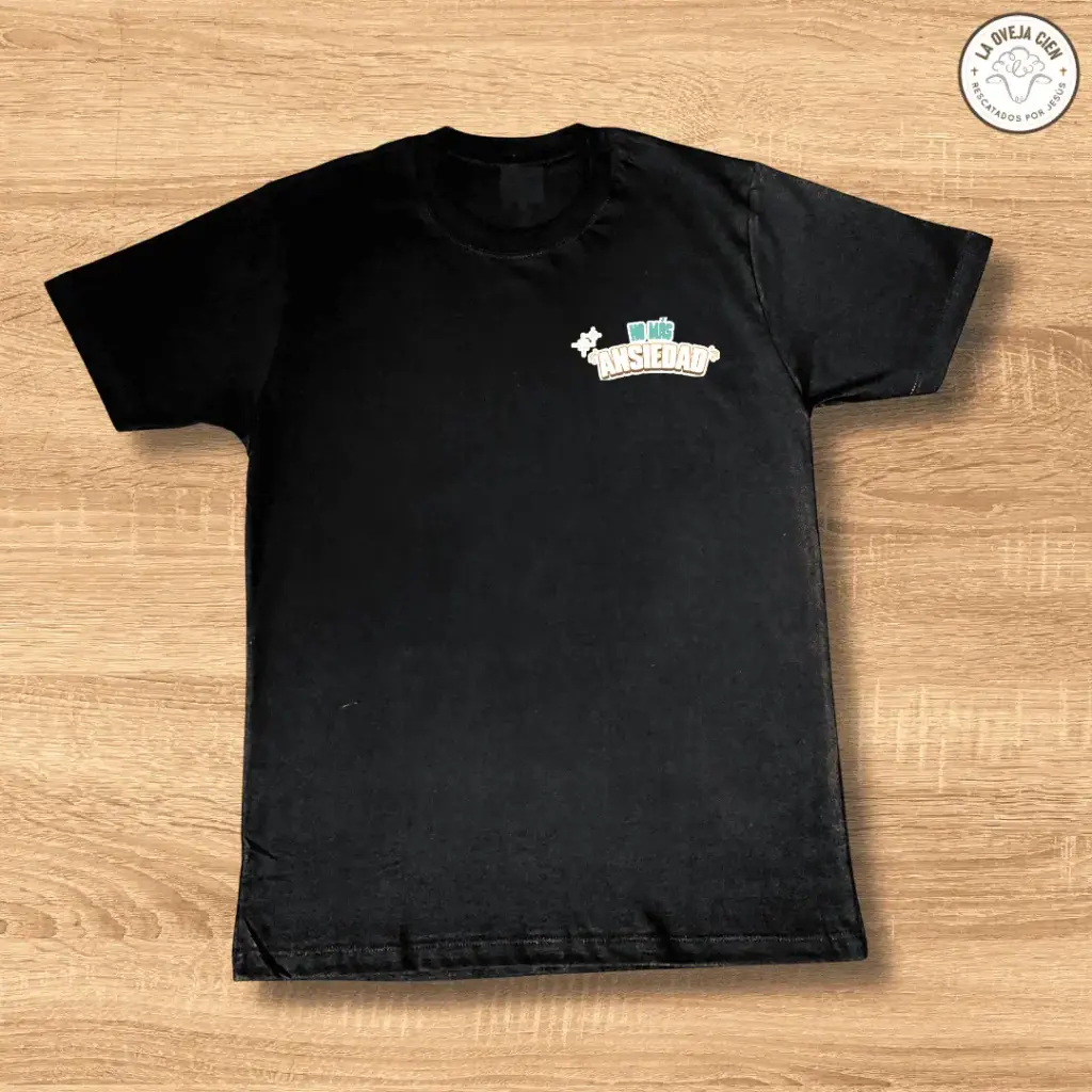 Camiseta Negra de Algodón "No más ansiedad"