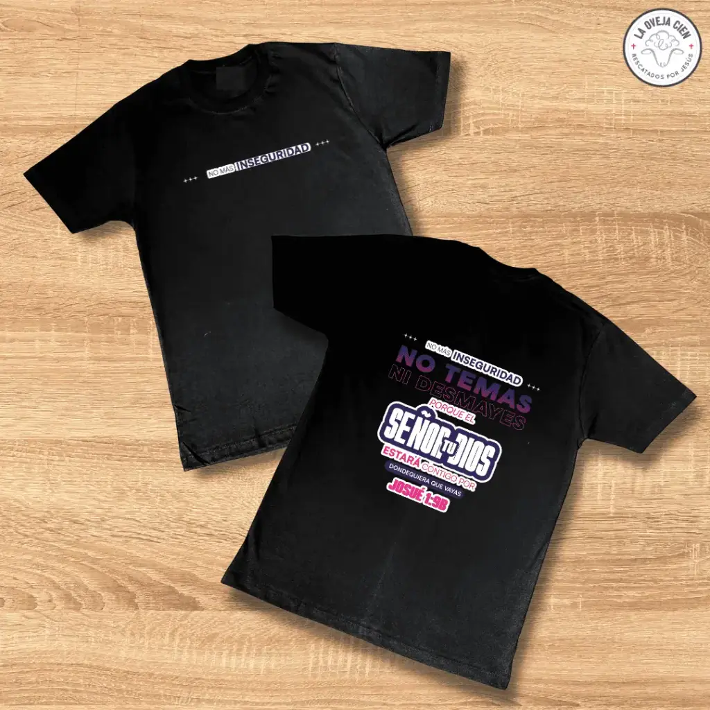 Camiseta Negra de Algodón "No más inseguridad"