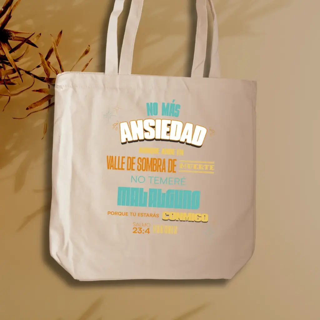 Tote Bag de tocuyo "No más ansiedad"