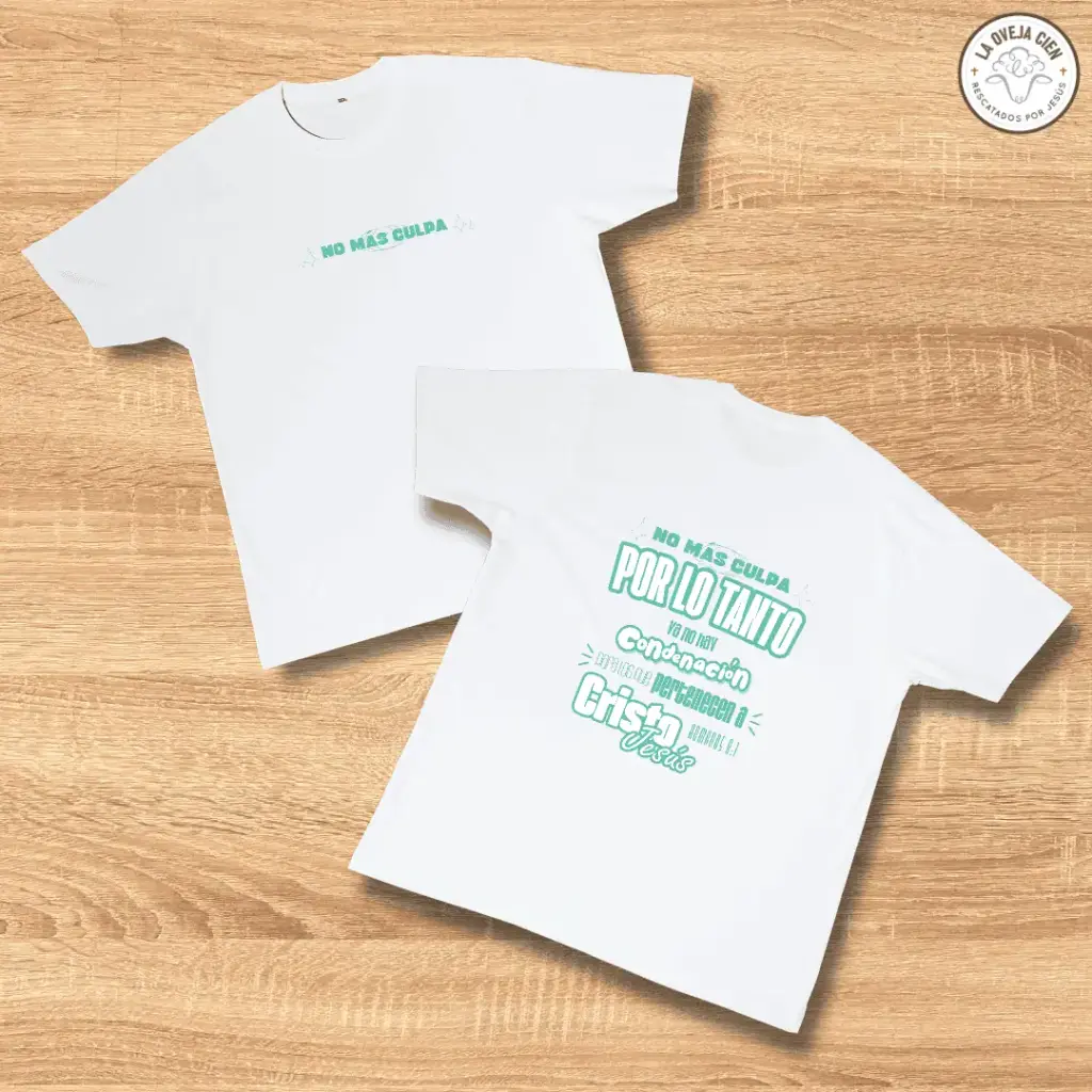 Camiseta Blanca de Algodón "No más culpa"