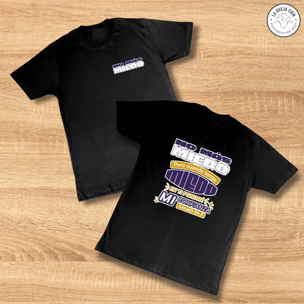 Camiseta Negra de Algodón "No más miedo"