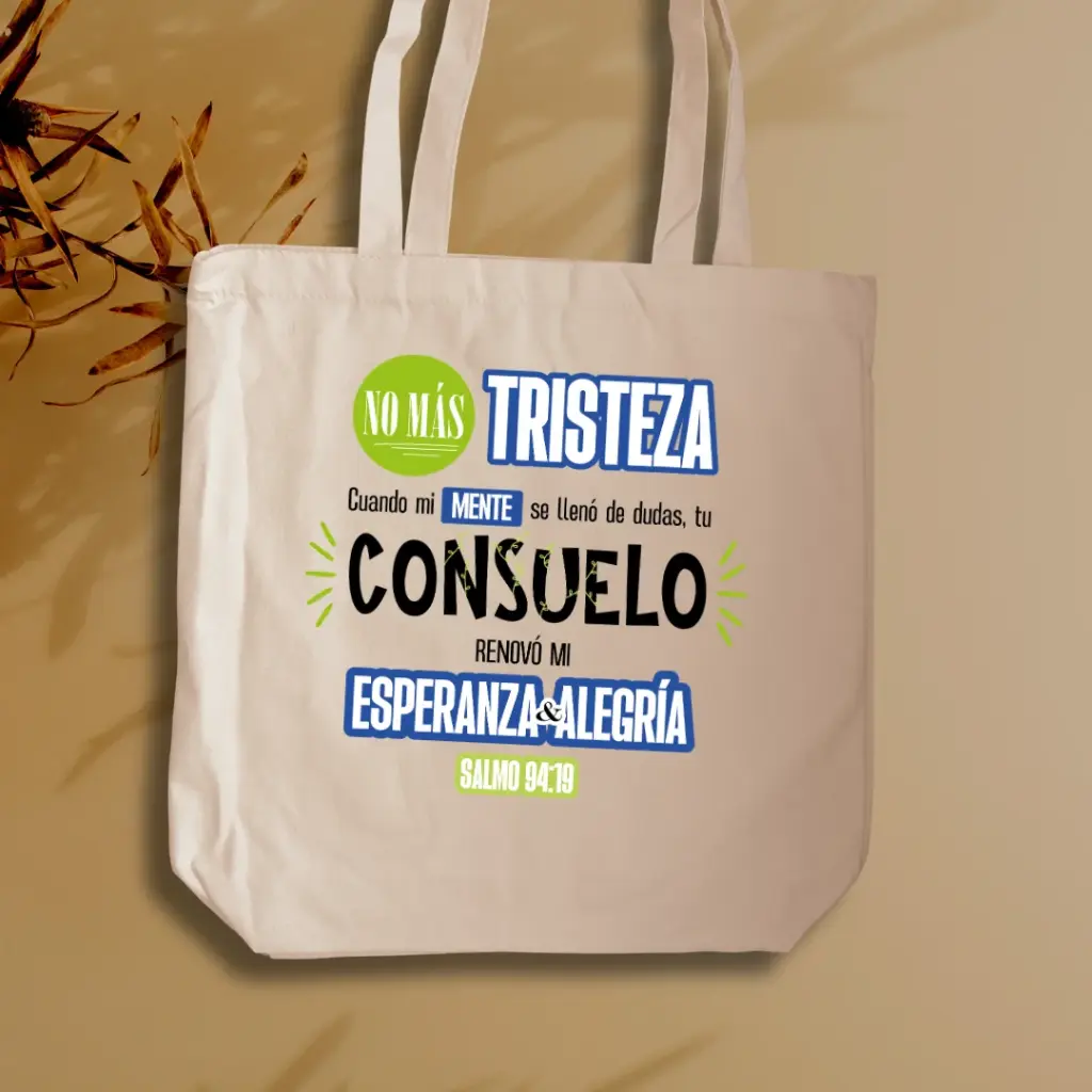 Tote Bag de tocuyo "No más tristeza"